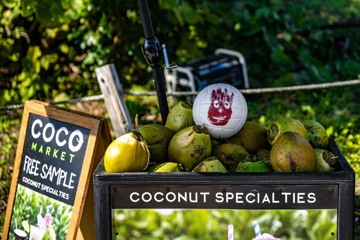 Fresh coconuts at the Coco Market stand