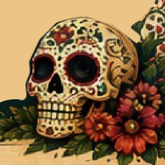 Decorated sugar skull with marigolds