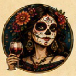 La Catrina raising a glass of wine